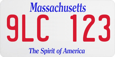 MA license plate 9LC123