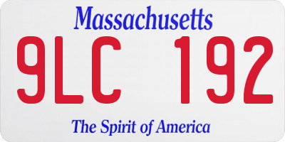 MA license plate 9LC192