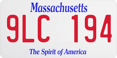 MA license plate 9LC194
