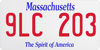 MA license plate 9LC203