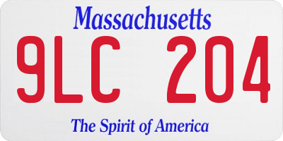 MA license plate 9LC204