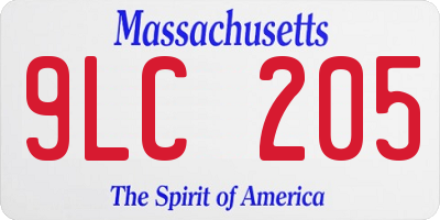 MA license plate 9LC205