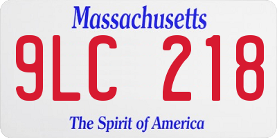 MA license plate 9LC218