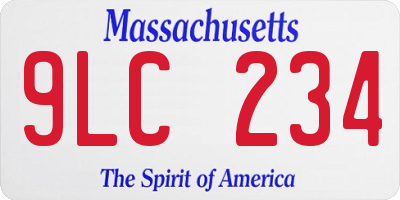 MA license plate 9LC234