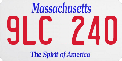MA license plate 9LC240