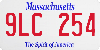 MA license plate 9LC254