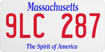 MA license plate 9LC287