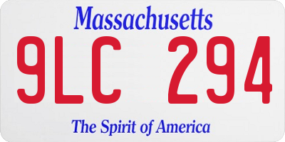 MA license plate 9LC294