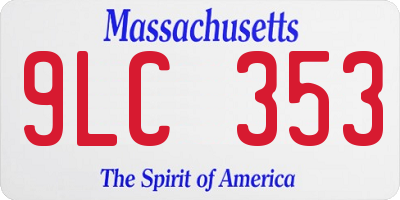 MA license plate 9LC353