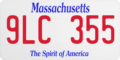 MA license plate 9LC355