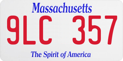 MA license plate 9LC357
