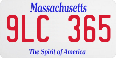 MA license plate 9LC365