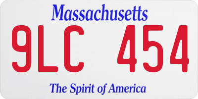 MA license plate 9LC454