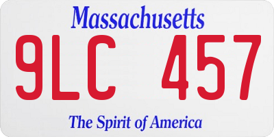 MA license plate 9LC457