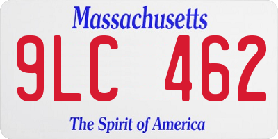 MA license plate 9LC462