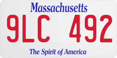MA license plate 9LC492
