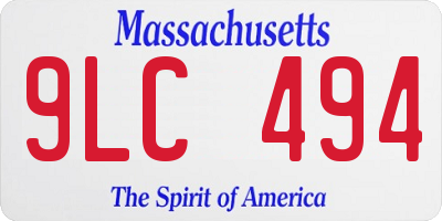 MA license plate 9LC494