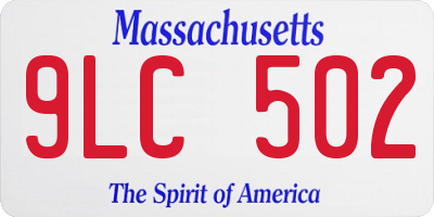 MA license plate 9LC502