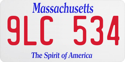 MA license plate 9LC534