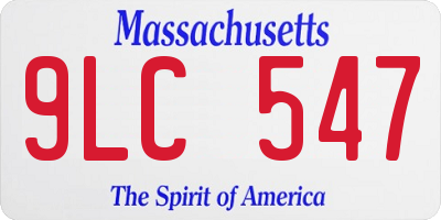 MA license plate 9LC547