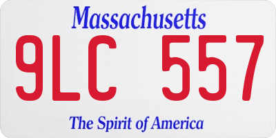 MA license plate 9LC557