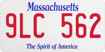 MA license plate 9LC562