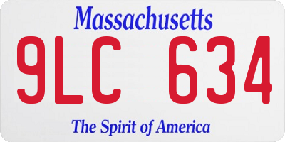 MA license plate 9LC634