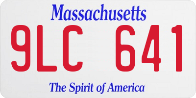 MA license plate 9LC641