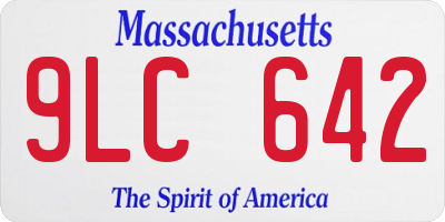 MA license plate 9LC642