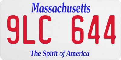MA license plate 9LC644