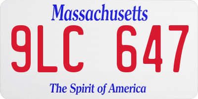 MA license plate 9LC647