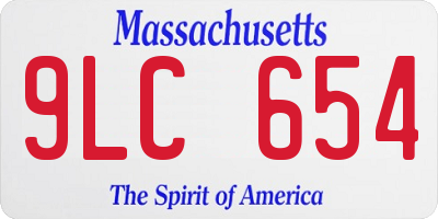 MA license plate 9LC654