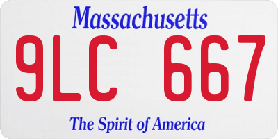 MA license plate 9LC667