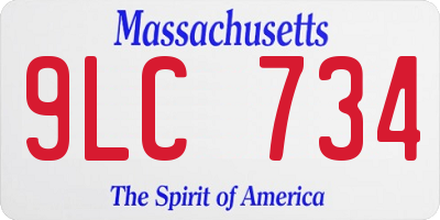MA license plate 9LC734