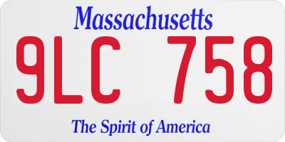 MA license plate 9LC758