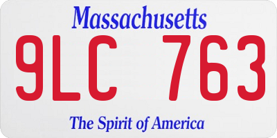 MA license plate 9LC763