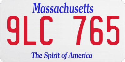 MA license plate 9LC765