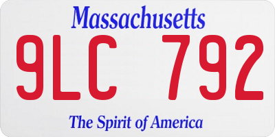 MA license plate 9LC792