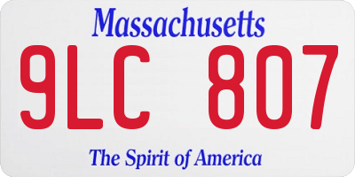 MA license plate 9LC807