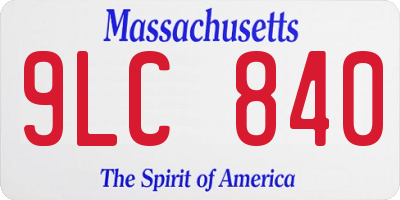 MA license plate 9LC840