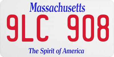 MA license plate 9LC908
