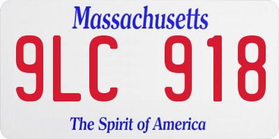MA license plate 9LC918