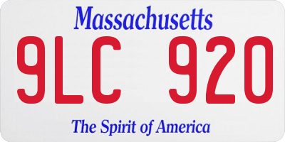 MA license plate 9LC920
