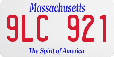 MA license plate 9LC921
