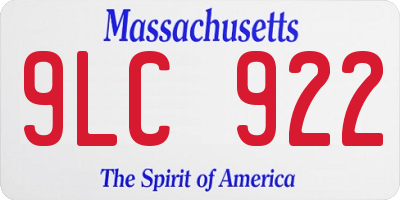 MA license plate 9LC922