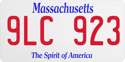 MA license plate 9LC923