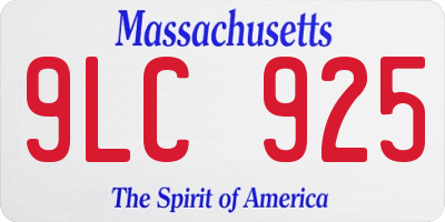 MA license plate 9LC925