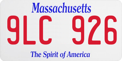 MA license plate 9LC926