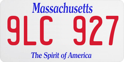 MA license plate 9LC927