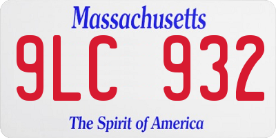 MA license plate 9LC932
